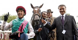 Frankie Dettori, Enable, John Gosden and Prince Ahmed bin Khalid, son of owner Prince Khalid Abdullah